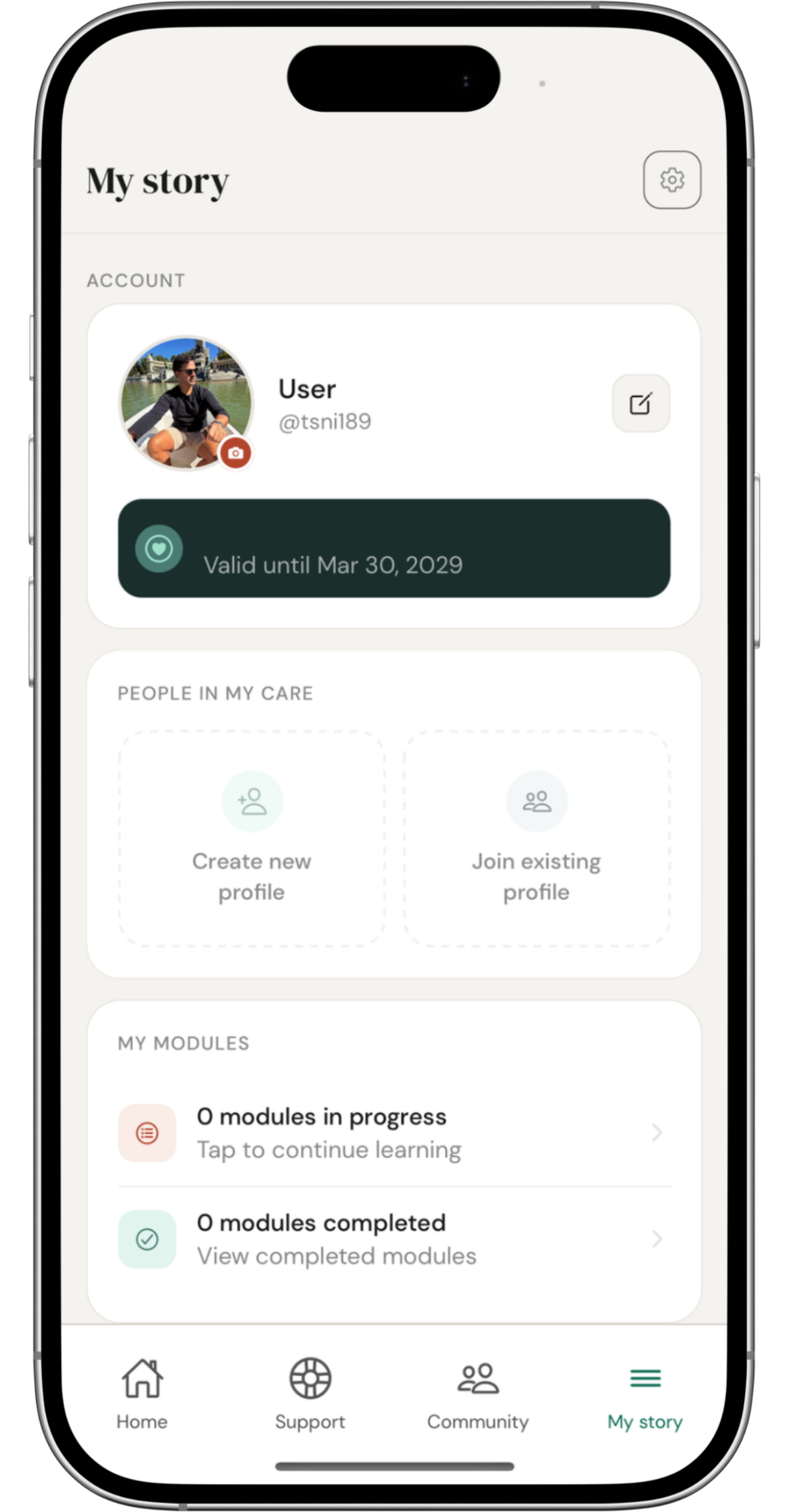 Trusscare My Story personalized caregiver profile